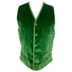 DOLCE & GABBANA Size 38 Green Velvet Cotton Buttoned Vest