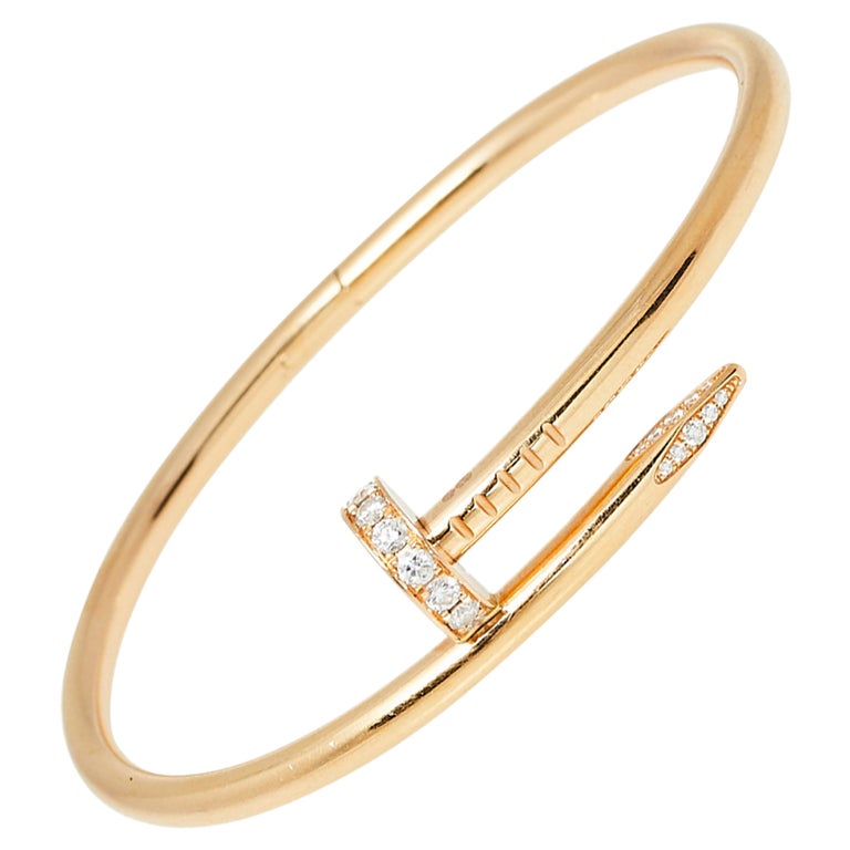 Cartier Juste Un Clou Diamond 18K Rose Gold Bracelet 17 at 1stDibs