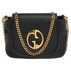 Gucci Black Leather Small 1973 Chain Crossbody Bag
