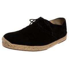 Christian Louboutin Black Suede Lace Up Espadrilles Size 43