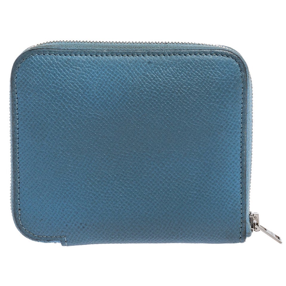 Hermes Bleu Paradis Epsom Leather Azap Compact Wallet