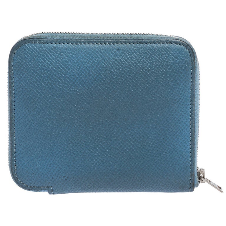 Hermes Bleu Paradis Epsom Leather Azap Compact Wallet at 1stDibs