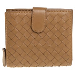 Bottega Veneta Brown Intrecciato Leather French Flap Wallet