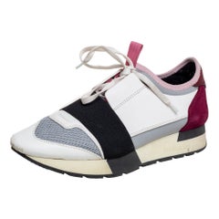 Balenciaga Multicolor Mesh und Leder Rennen Läufer Low Top Turnschuhe Größe 37