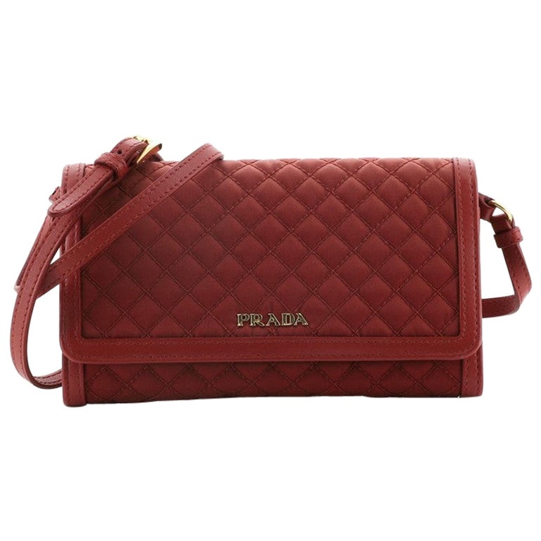Prada Chain Wallet Crossbody Quilted Tessuto at 1stDibs