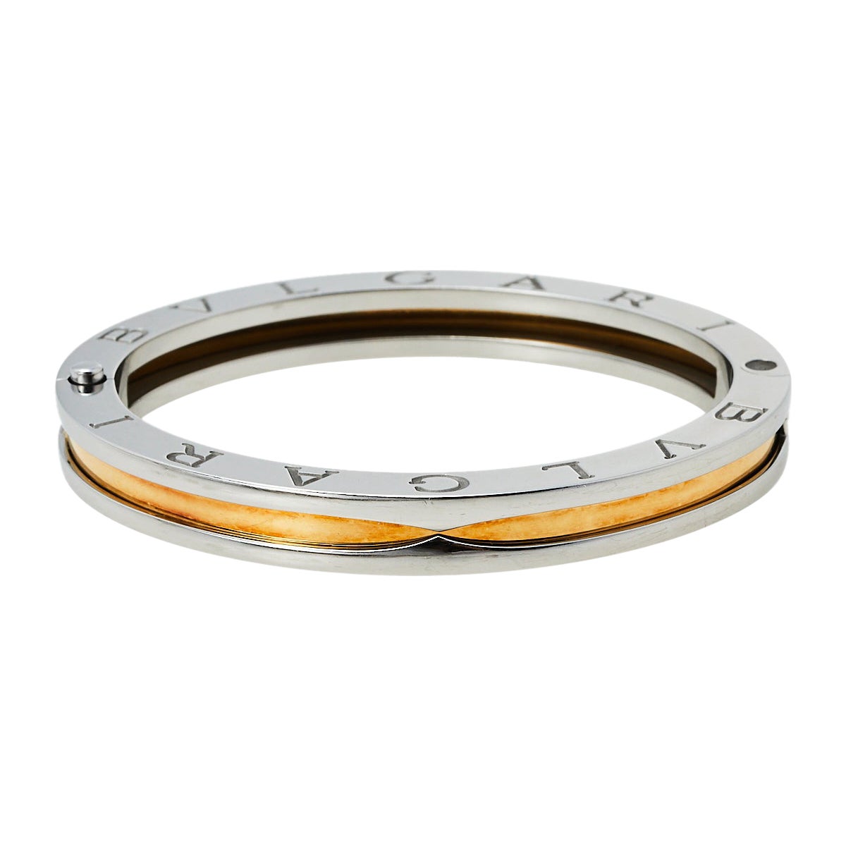 Bvlgari B.Zero1 Stainless Steel & 18K Rose Gold Oval Bangle Bracelet S