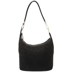 Gucci Black GG Canvas and Leather Vintage Hobo