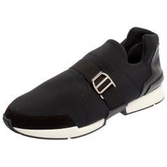 Hermés Black Neoprene and Leather Run Sneakers Size 42.5