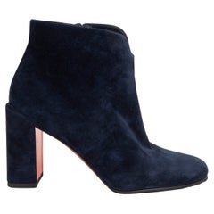 CHRISTIAN LOUBOUTIN navy suede CASTARIKA Ankle Boots Shoes 38.5