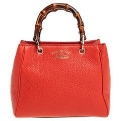 Gucci Orange Leather Mini Bamboo Tote