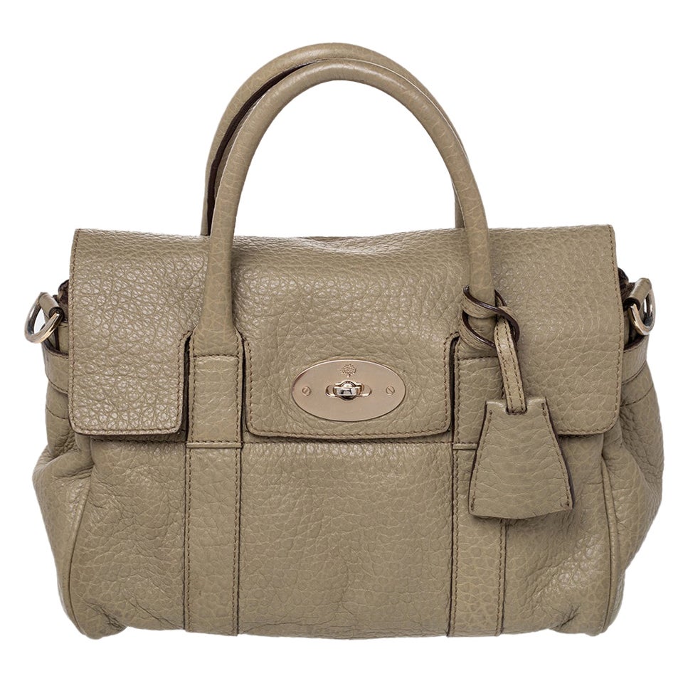 Mulberry Olive Green Leather Small Bayswater Satchel