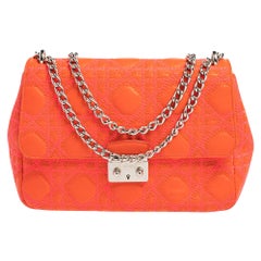 Dior Orange/Pink Embroidered Stitch Cannage Leather Miss Dior Medium Flap Bag