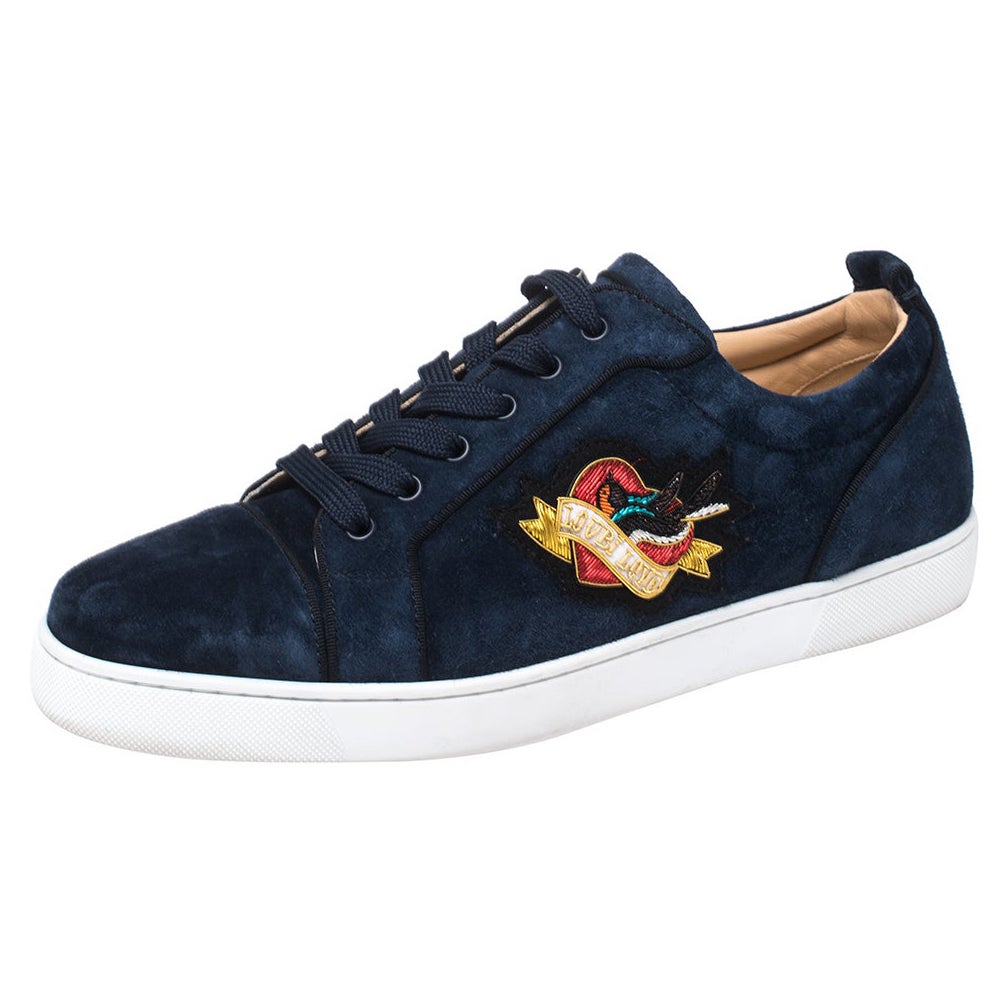 Christian Louboutin Blue Suede Louis Love Sneakers Size 44.5