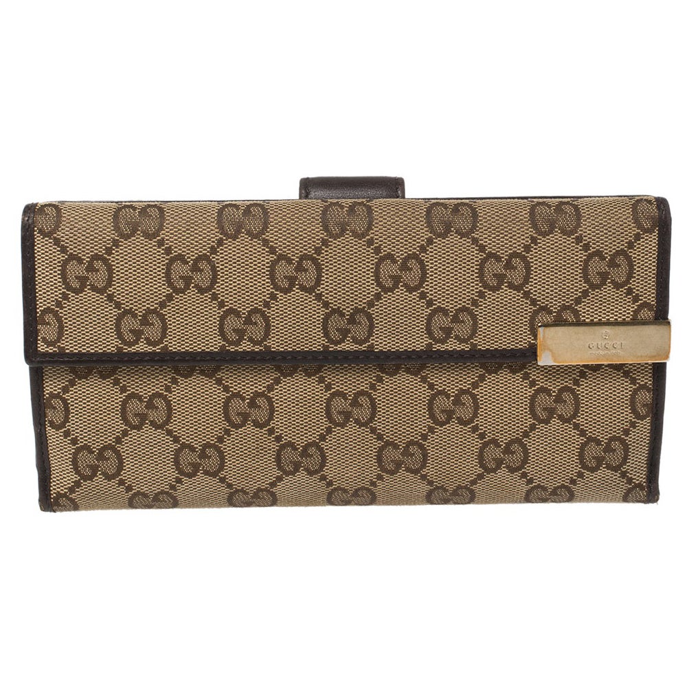 Gucci Beige/Brown GG Canvas and Leather Continental Wallet at 1stDibs ...