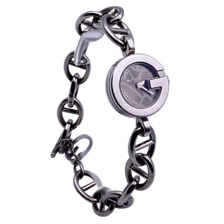 Gucci Stainless Steel Chain Bracelet Wrist Watch 107 with Charm For