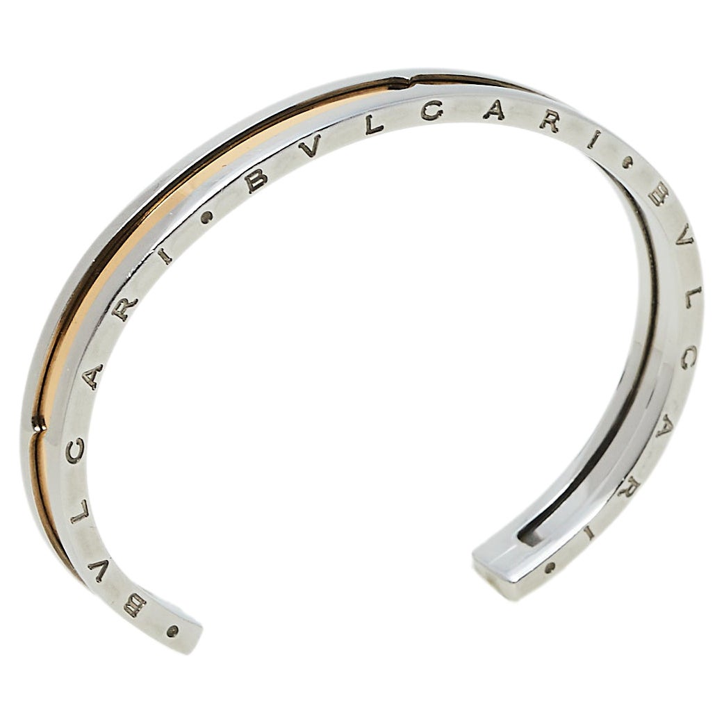 Bvlgari B.Zero1 Stainless Steel & 18k Rose Gold Open Cuff Bracelet S