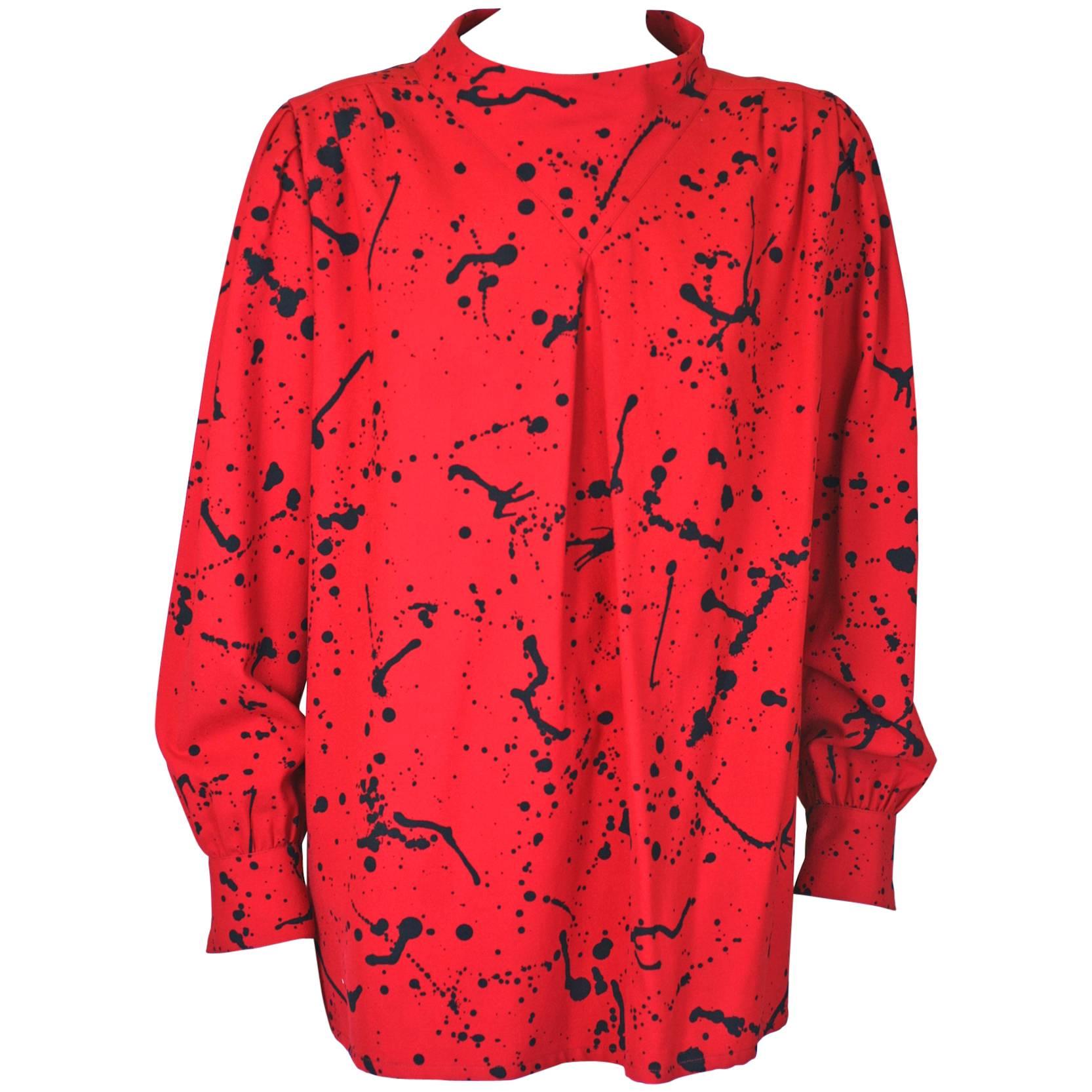 Andre Courreges Splatter Print Wool Shirt For Sale