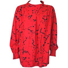 Retro Andre Courreges Splatter Print Wool Shirt