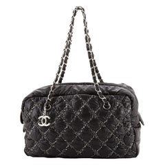 Chanel Tweed On Stitch Camera Case Bag Quilted Nylon Medium