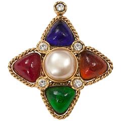 Maison Gripoix For Chanel Poured Glass Pendant or Brooch