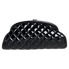 Chanel Black Quilted Patent Leather Timeless Clutch