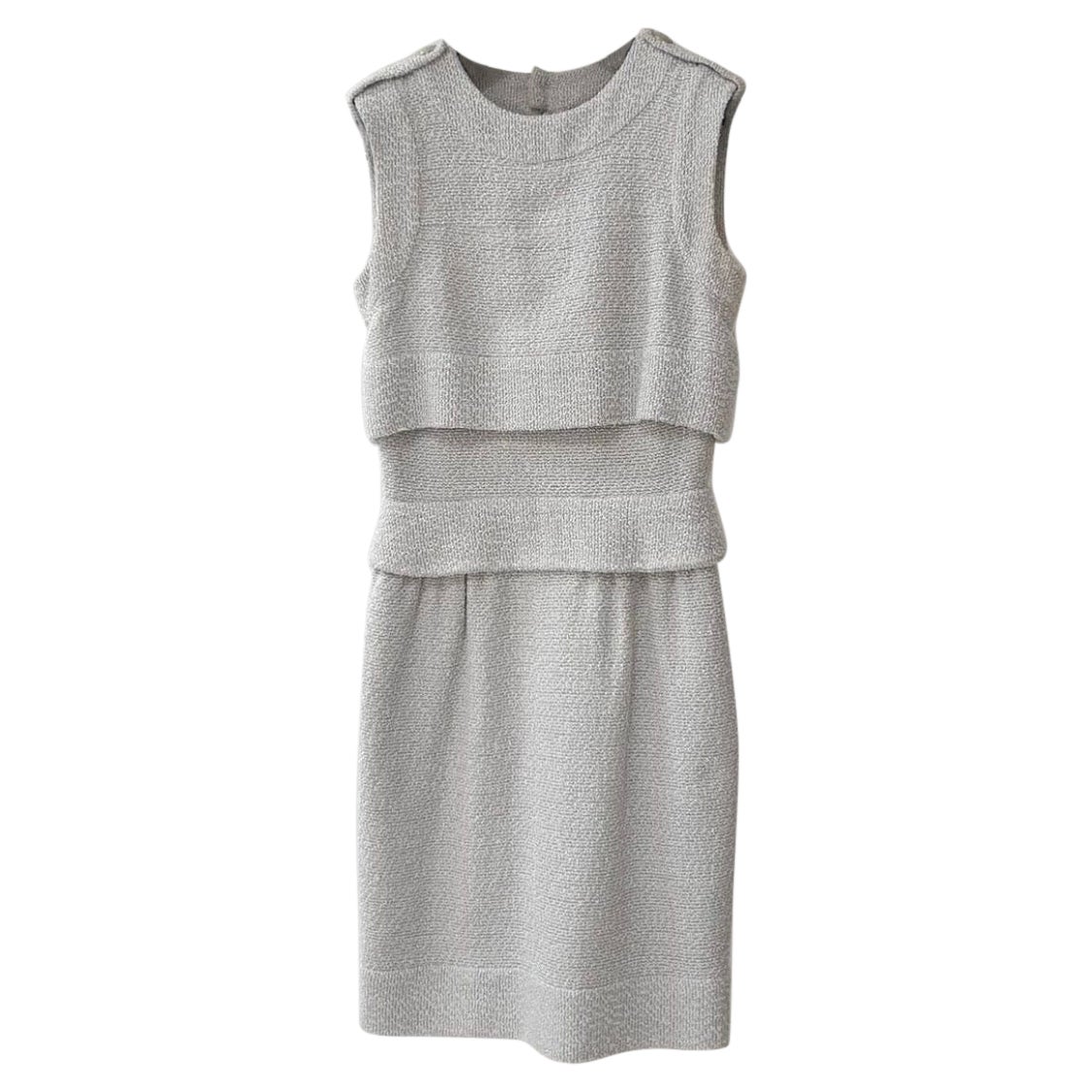 Chanel Grey Sleeveless Tweed Dress 