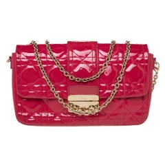 Dior Pink Cannage Patent Leather Miss Dior Promenade Chain Pouch Bag