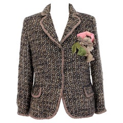 Moschino Brown Blue Beige Wool Mohair Boucle Jacket