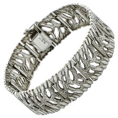 Kollmar & Jourdan Bracelet à maillons moderniste à panneaux en argent sterling, années 1950