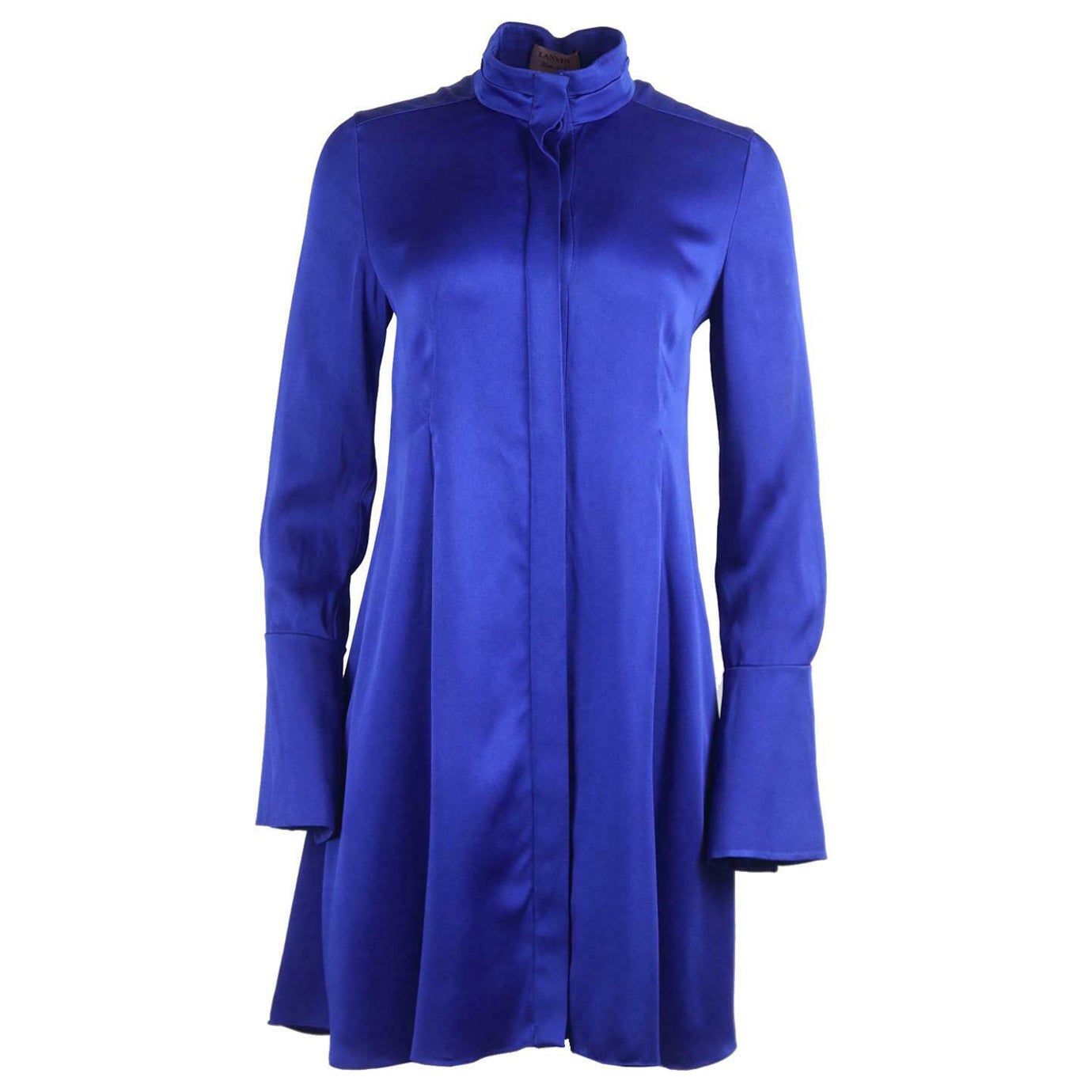 Lanvin Pleated Satin Shirt Dress