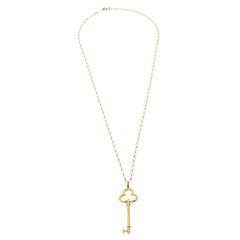 Tiffany & Co. Trefoil 18K Yellow Gold Key Pendant Necklace