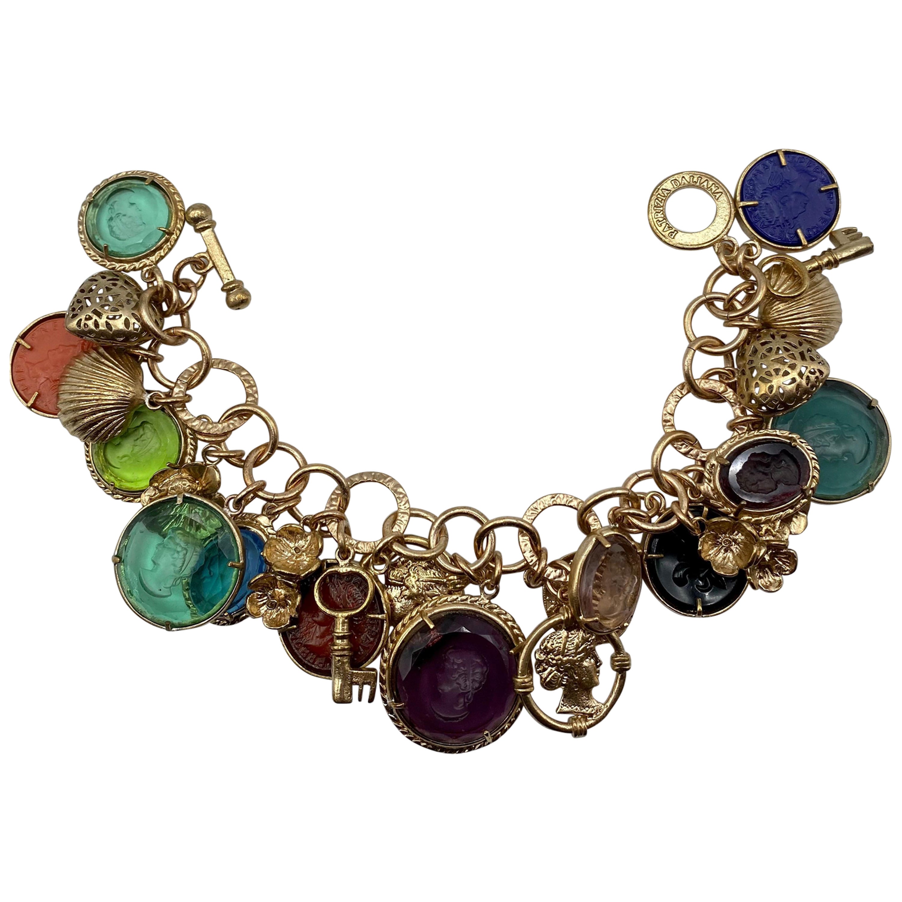 Bronze "Charm" bracelet with Murano glass and bronze pendant by Patrizia Daliana For Sale