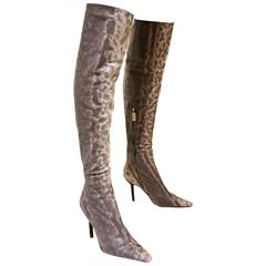 Gucci by Tom Ford over the knee skin tight lizard boots, c. 1999 4