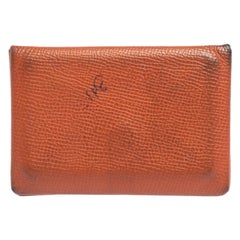 Hermès Orange Epsom Leather Calvi Card Holder