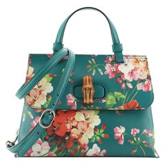 Gucci Bamboo Top Handle Bag Blooms Print Leather Small