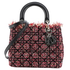 Christian Dior Lady Dior Bag Cannage Quilt Tweed with Leather Medium