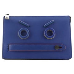Fendi Faces Zip Clutch Leather Small