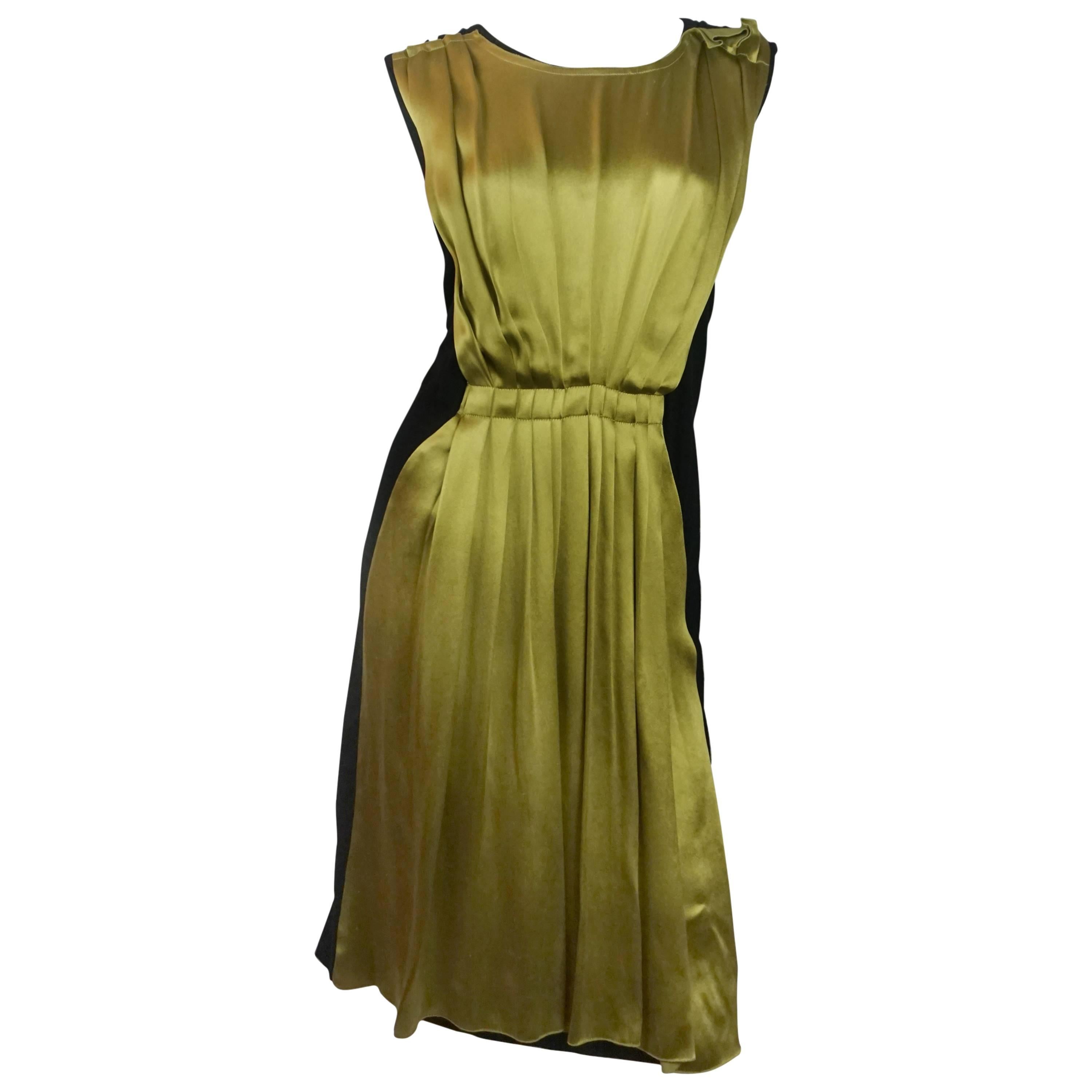 Lanvin 2006 Silk Charmeuse w Wool Blend Cocktail Dress For Sale