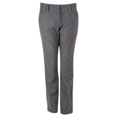 CHANEL heather grey wool & cashmere Tapered Leg Pants M