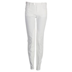 CHANEL white cotton QUILTED RIDING Pants 36 XS