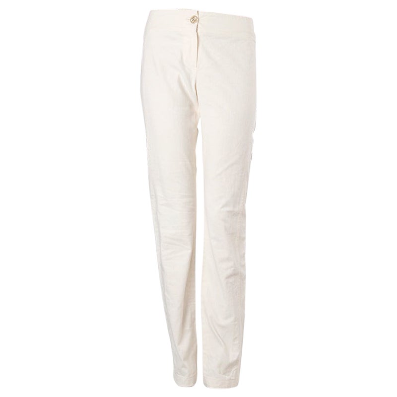 CHANEL COCO Button Tapered Slacks Pants black 38