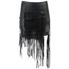 Magda Butrym Norwich Fringed Woven Leather Skirt