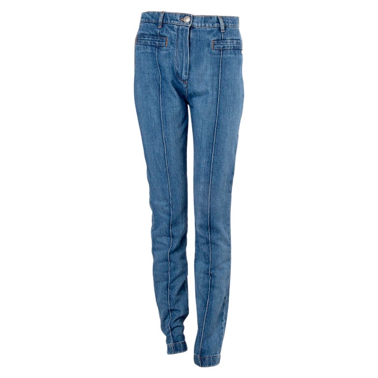 CHANEL blue cotton denim 2014 DALLAS Tapered Jeans Pants 38 S
