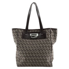 Fendi Vintage Flip Lock Tote Zucchino Canvas Tall