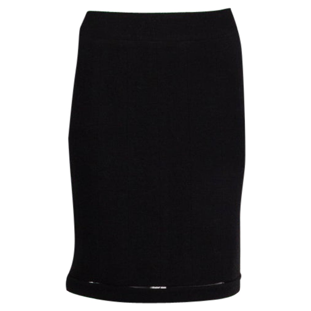 CHANEL black wool TWEED CUT-OUT SEEM Skirt 36 XS For Sale