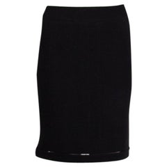 CHANEL black wool TWEED CUT-OUT SEEM Skirt 36 XS