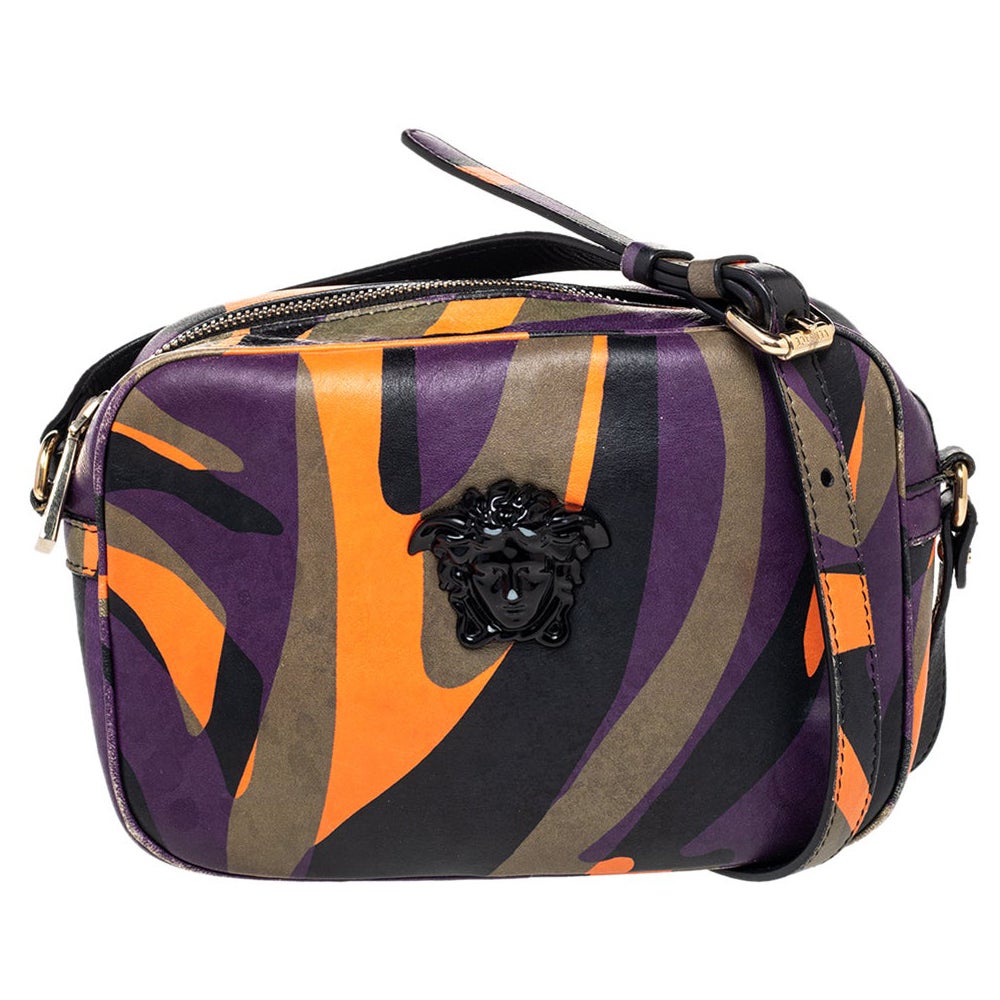 Versace Multicolor Leather Palazzo Medusa Camera Crossbody Bag