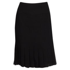 CHANEL black silk PLEATED HEM Skirt 44 XL