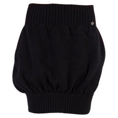 CHANEL black cashmere BALLOON KNIT MINI Skirt 42 L