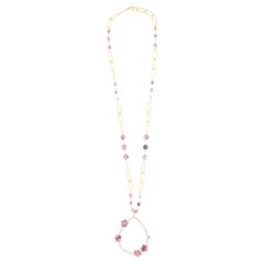 Tourmaline, Aquamarine, Peridot Gemstone Necklace & Wire Wrapped Floral Pendant
